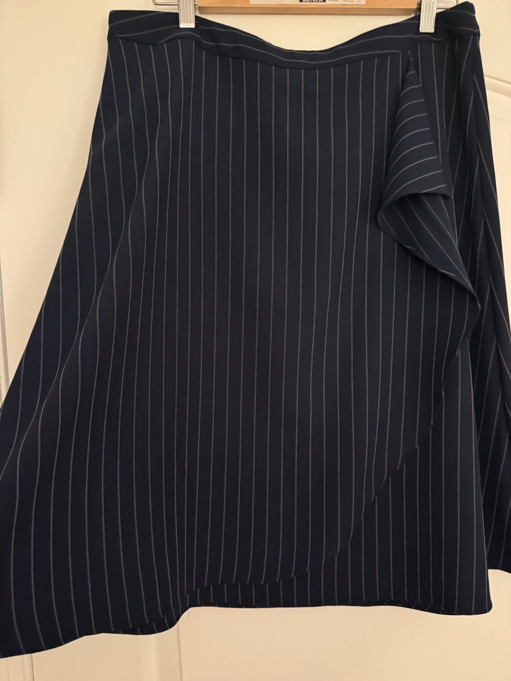 Banana Republic Navy Blue Pinstripe Wrap Skirt